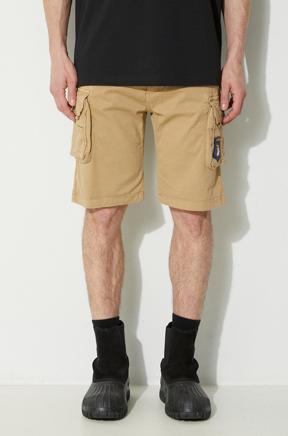 Alpha Industries pantaloni scurți cargo bumbac cu elastan pentru bărbați bej 186209
