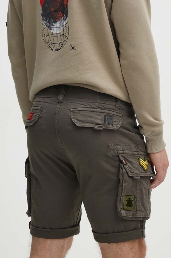 Îmbrăcăminte Alpha Industries pantaloni scuți cargo bărbătești din bumbac cu elastan 186209 verde