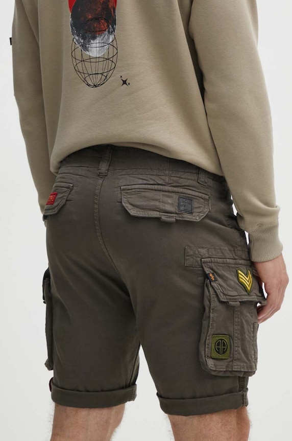 Îmbrăcăminte Alpha Industries pantaloni scuți cargo bărbătești din bumbac cu elastan 186209 verde