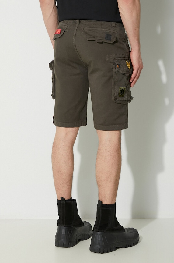 Îmbrăcăminte Alpha Industries pantaloni scurți cargo din bumbac cu elastan pentru bărbați 186209 verde