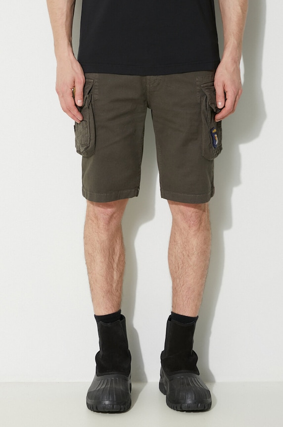 Alpha Industries pantaloni scurți cargo din bumbac cu elastan pentru bărbați verde 186209