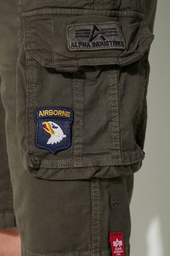 Alpha Industries pantaloni scurți cargo din bumbac cu elastan pentru bărbați 186209 verde