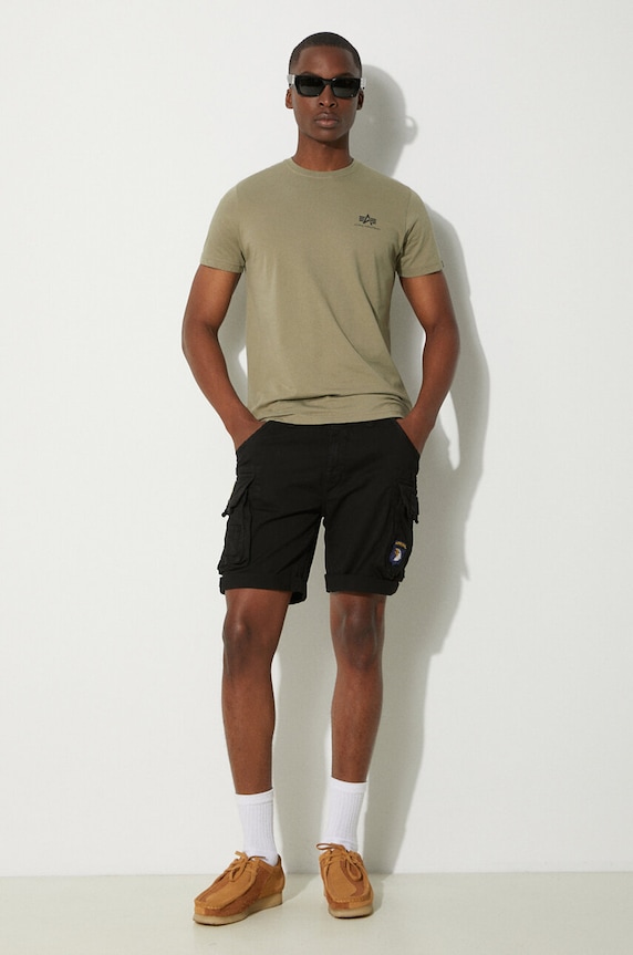 Alpha Industries Pantaloni scurți cargo din bumbac cu elastan pentru bărbați 186209 negru SS26