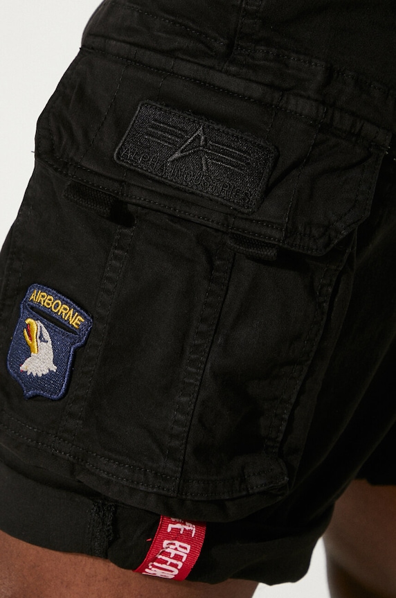 Alpha Industries Pantaloni scurți cargo din bumbac cu elastan pentru bărbați 186209 negru