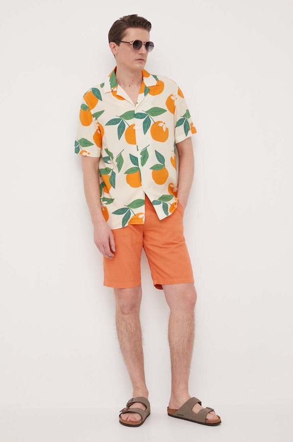 Pepe Jeans szorty z domieszką lnu Arkin PM800913.145 pomarańczowy SS23