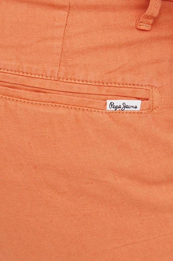Pepe Jeans szorty z domieszką lnu Arkin pomarańczowy PM800913.145