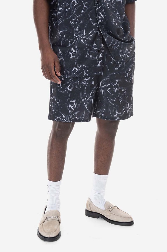Kraťasy Han Kjøbenhavn Chrome Tribal Printed Track Shorts M-132503-057 látka černá M.132503