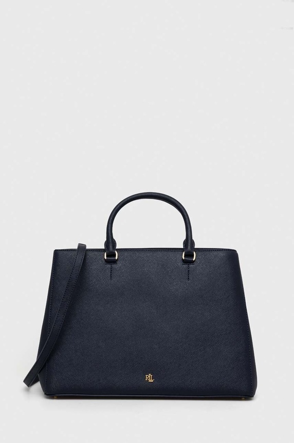 Lauren Ralph Lauren torebka skórzana skóra licowa granatowy 431898556