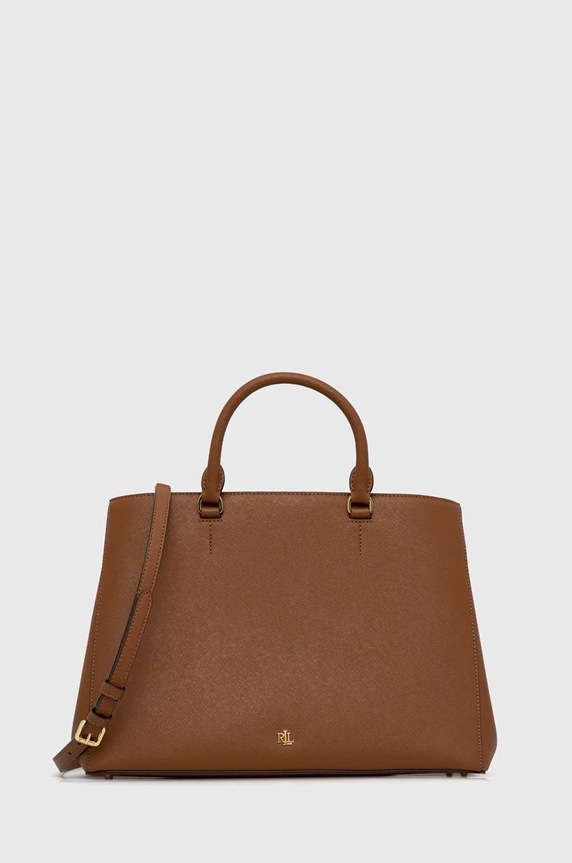 Kožená kabelka Lauren Ralph Lauren přírodní kůže hnědá 431898556