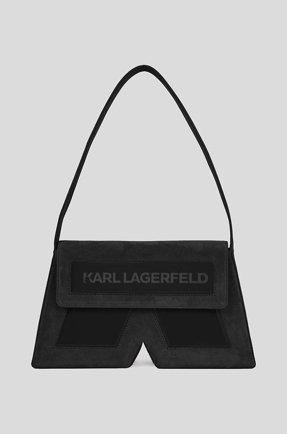 Semišová kabelka Karl Lagerfeld 230W3177 černá