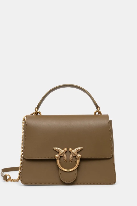 Δερμάτινη τσάντα Pinko λείο δέρμα πράσινο 100066.A0F1