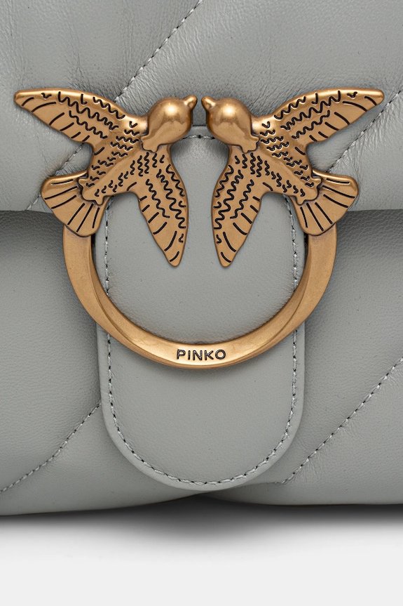 Δερμάτινη τσάντα Pinko γκρί 100037.A0F2