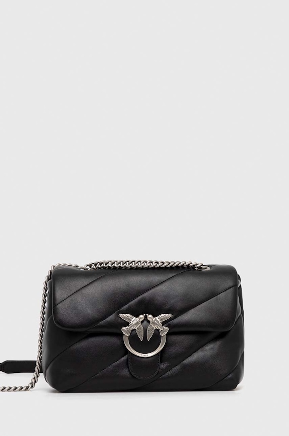 Pinko borsa a mano in pelle pelle fiore nero 100038.A0F2