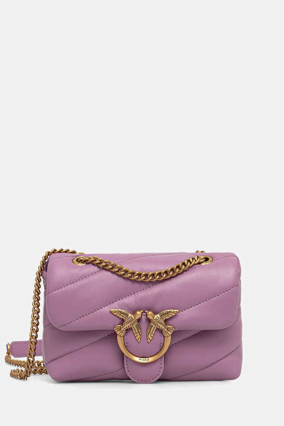 Pinko poșetă de piele uni violet 100040.A0F2