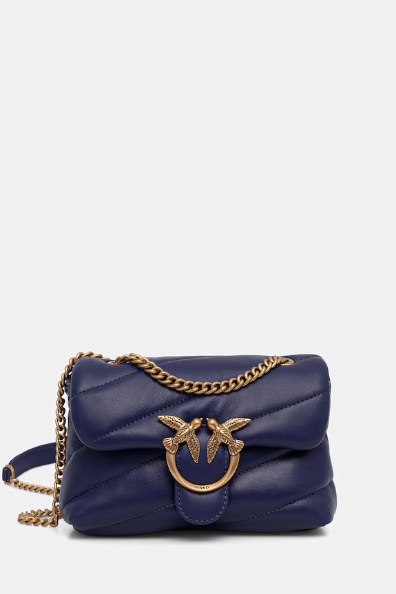 Pinko poșetă de piele uni bleumarin 100040.A0F2