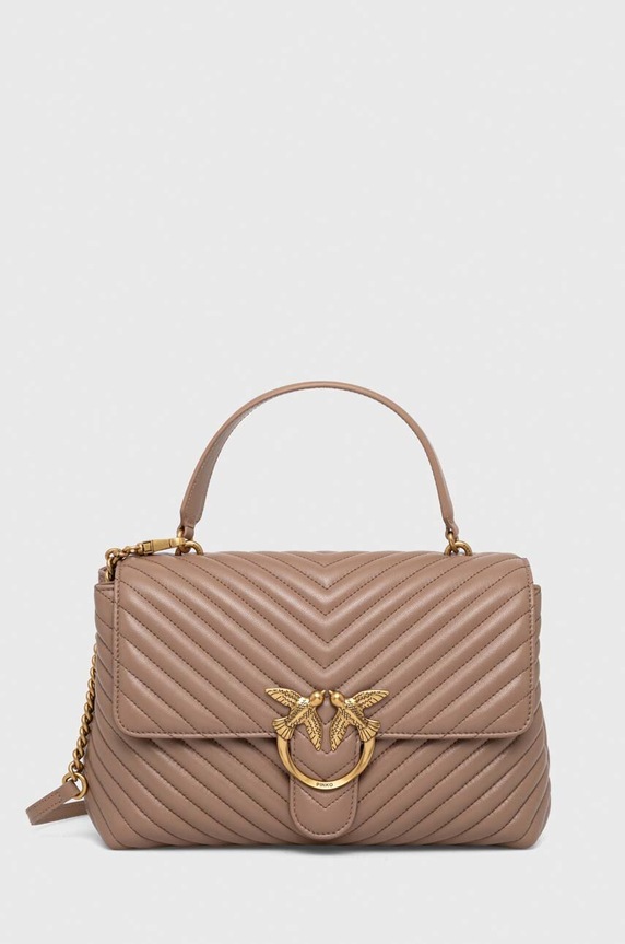 Pinko borsa a mano in pelle pelle fiore marrone 100042.A0GK