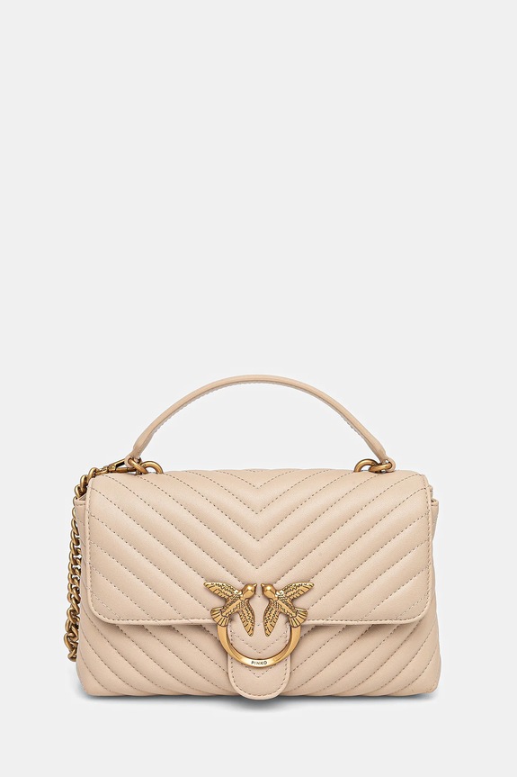 Pinko borsa a mano in pelle pelle fiore beige 100043.A0GK