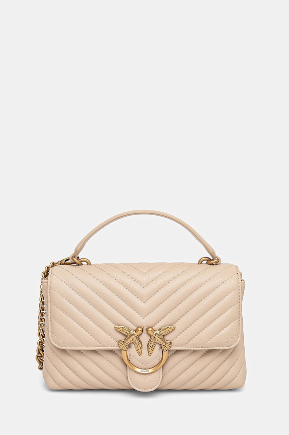 Pinko borsa a mano in pelle pelle fiore beige 100043.A0GK