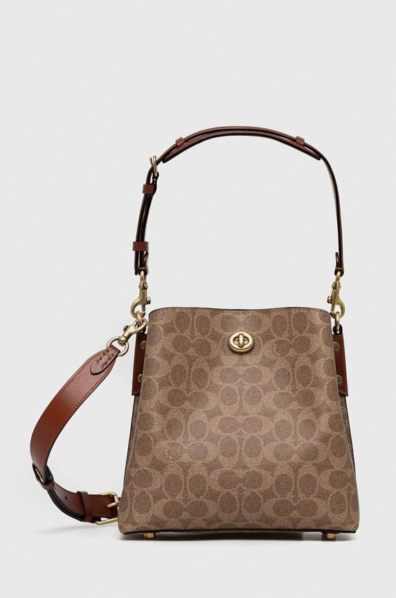 Δερμάτινη τσάντα Coach λείο δέρμα καφέ C3890