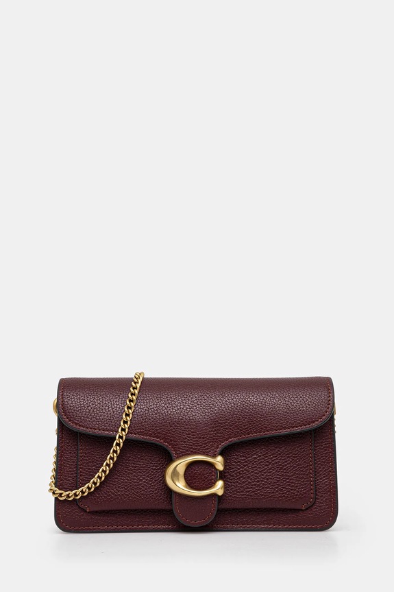Δερμάτινη τσάντα Coach Tabby Chain Clutch λείο δέρμα μπορντό CE772