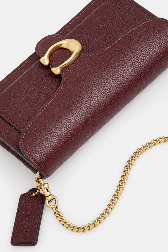 Δερμάτινη τσάντα Coach Tabby Chain Clutch μπορντό CE772