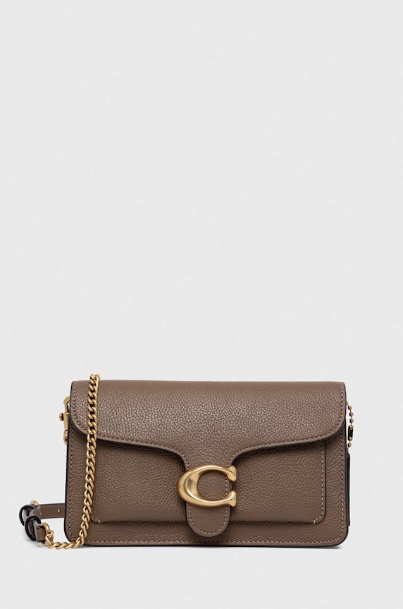Δερμάτινη τσάντα Coach Tabby Chain Clutch λείο δέρμα καφέ CE772