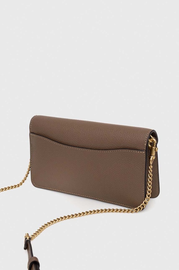 Δερμάτινη τσάντα Coach Tabby Chain Clutch καφέ CE772