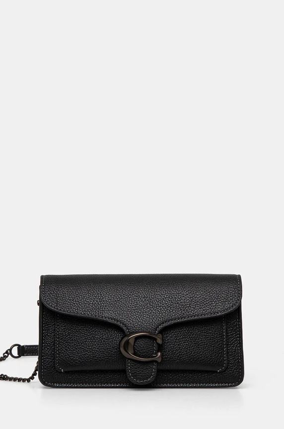 Δερμάτινη τσάντα Coach Tabby Chain Clutch λείο δέρμα μαύρο CE772
