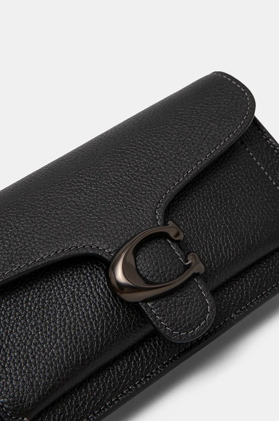 Δερμάτινη τσάντα Coach Tabby Chain Clutch μαύρο CE772