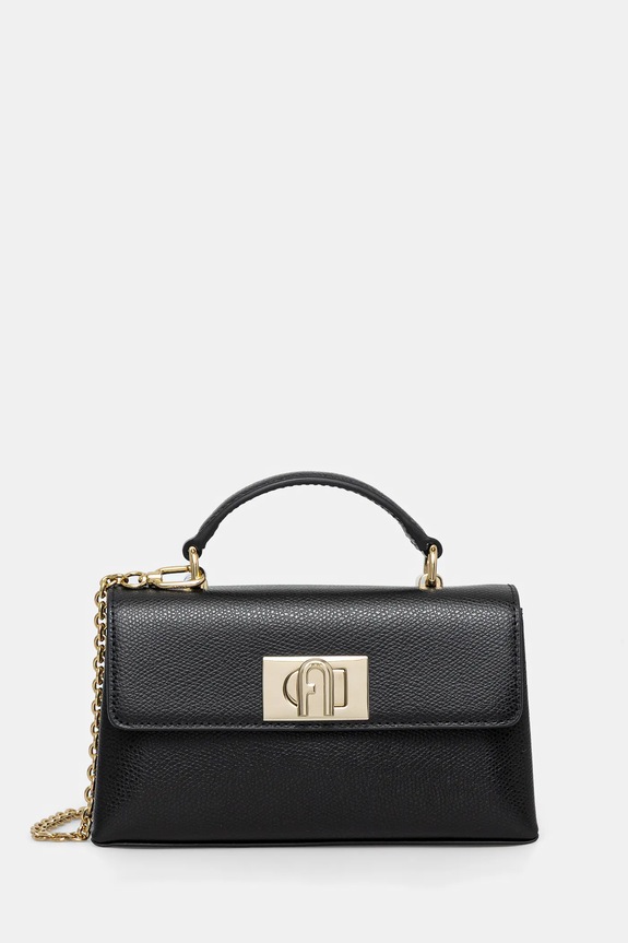 Кожена чанта Furla гладка кожа черен WE00423.ARE000.O6000
