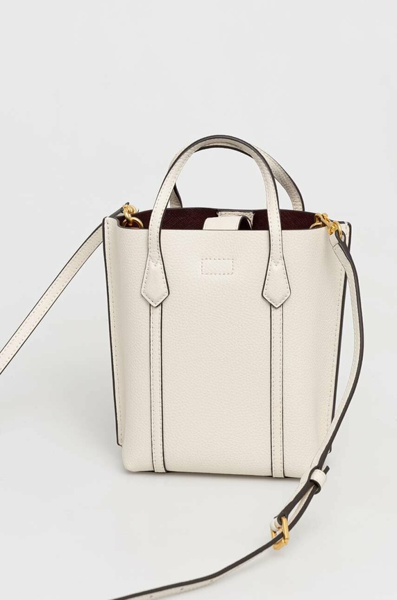 Kožená kabelka Tory Burch béžová 142616.104