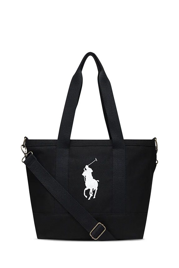 Dječja torba Polo Ralph Lauren natpis crna 9AR023