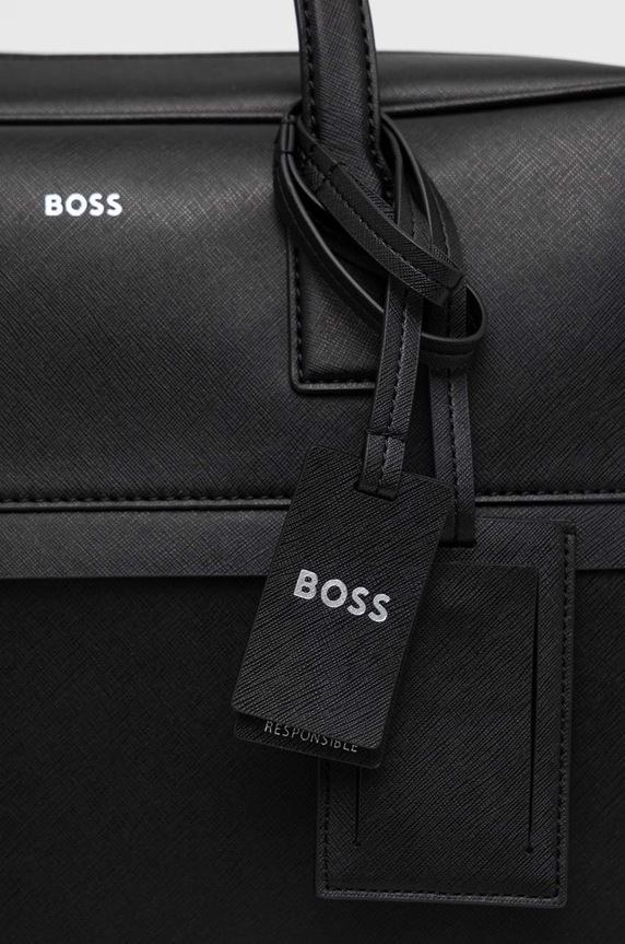BOSS torba na laptopa skórzana Zair_S doc case czarny 50483563