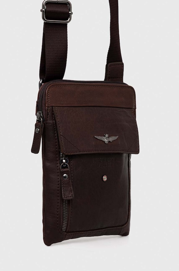 Aeronautica Militare borseta de piele AM301 maro SS23