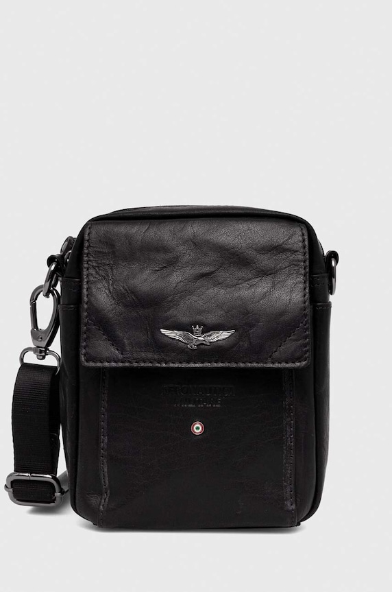 Aeronautica Militare borseta de piele uni negru AM307