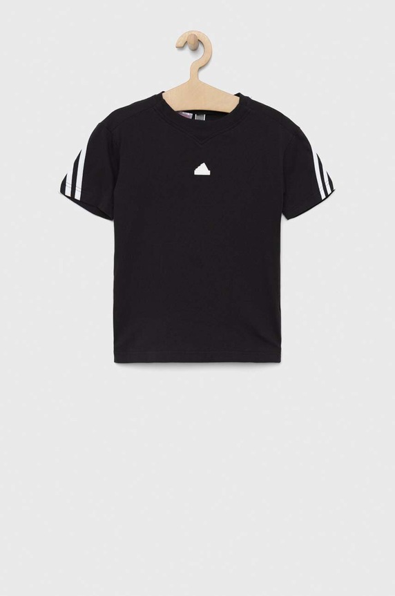 adidas t-shirt bawełniany dziecięcy U FI 3S HR6308 czarny SS23