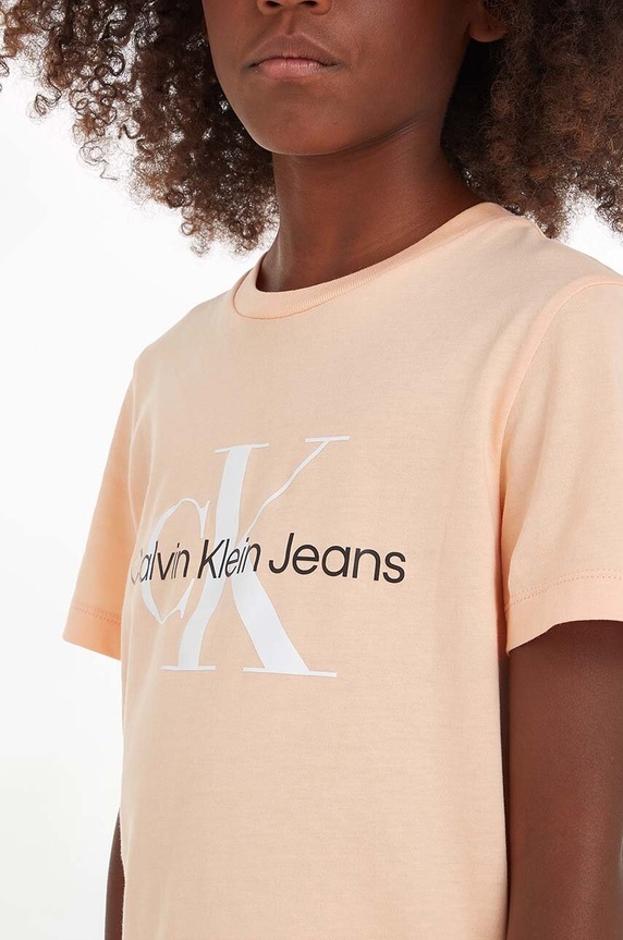 Calvin Klein Jeans t-shirt bawełniany dziecięcy IU0IU00267.PPYX pomarańczowy