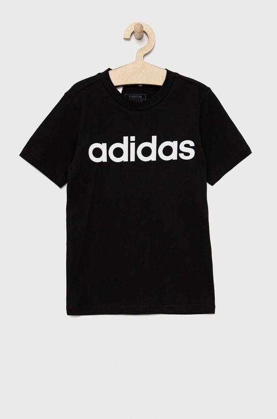 Детска памучна тениска adidas U LIN HR6400 черен SS23