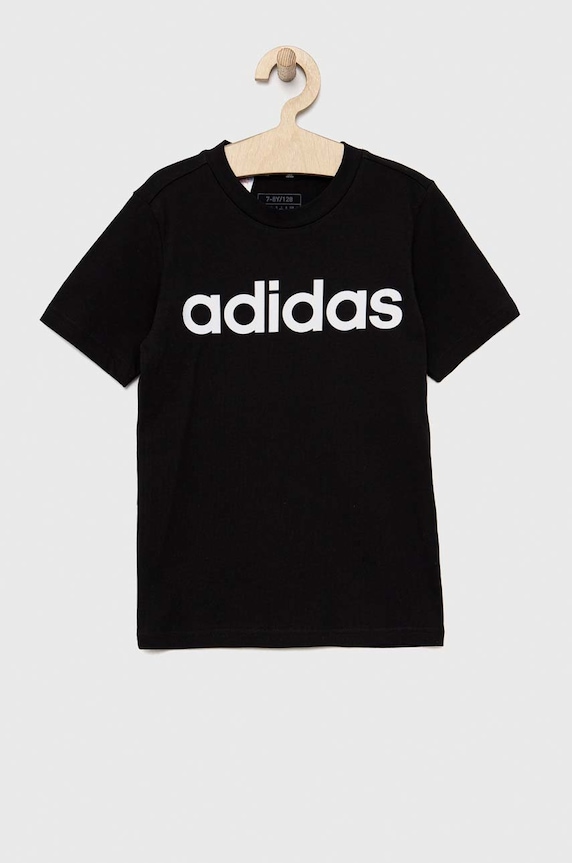 Детска памучна тениска adidas U LIN HR6400 черен SS23