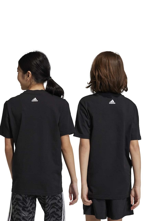 Детска памучна тениска adidas U LIN HR6400 черен
