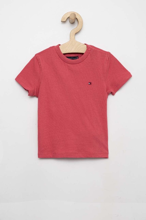Παιδικό βαμβακερό μπλουζάκι Tommy Hilfiger βαμβάκι ροζ KB0KB06879.PPYX