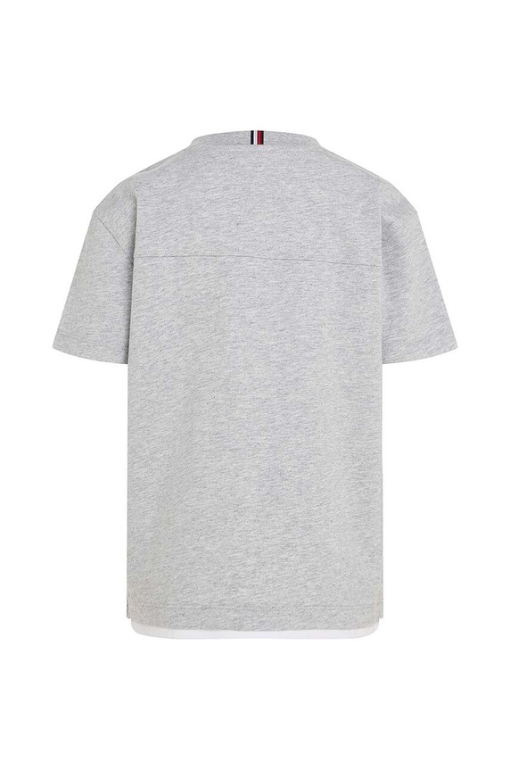 CHLAPEC Dětské bavlněné tričko Tommy Hilfiger KB0KB08206.PPYX šedá