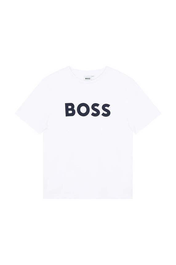 Chłopiec BOSS t-shirt bawełniany dziecięcy J25P24.114.150 biały