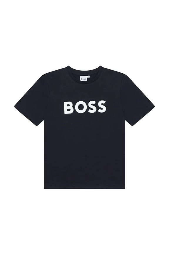 Дитяча бавовняна футболка BOSS бавовна темно-синій J25P24.162.174