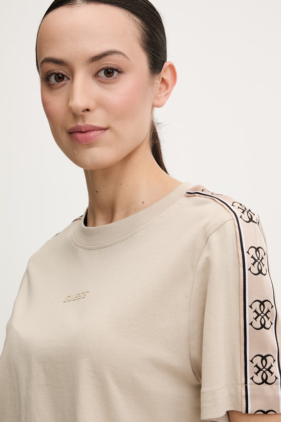 Bombažna kratka majica Guess BRITNEY bež V3RI08.I3Z14