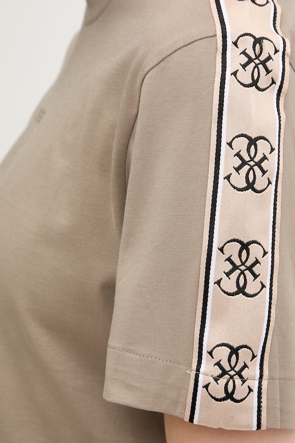 Βαμβακερό μπλουζάκι Guess BRITNEY V3RI08.I3Z14 μπεζ