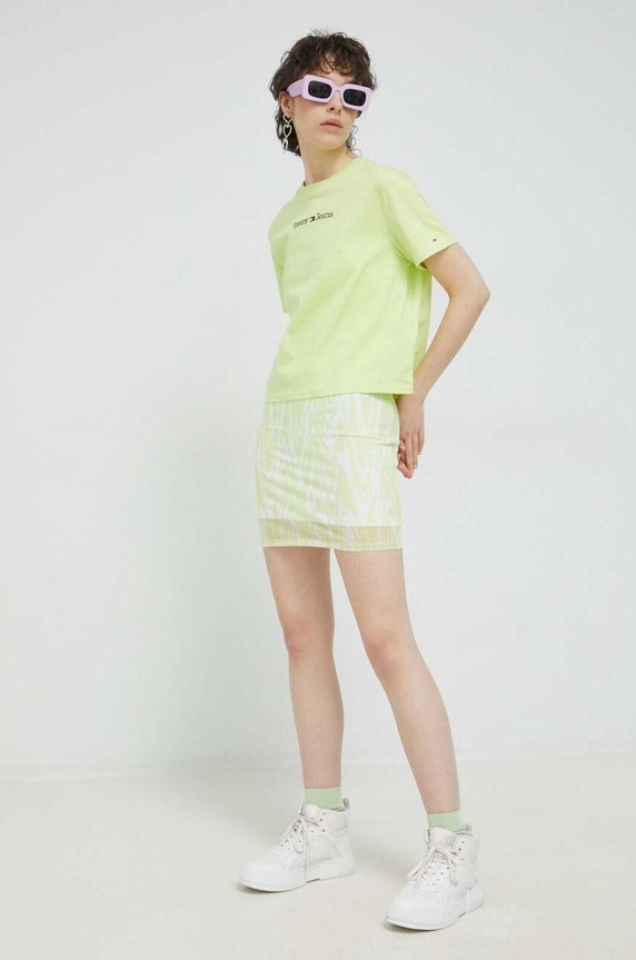 Tommy Jeans t-shirt bawełniany DW0DW15049.PPYX zielony AW23