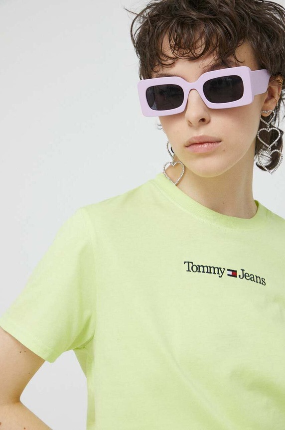 Tommy Jeans t-shirt bawełniany zielony DW0DW15049.PPYX
