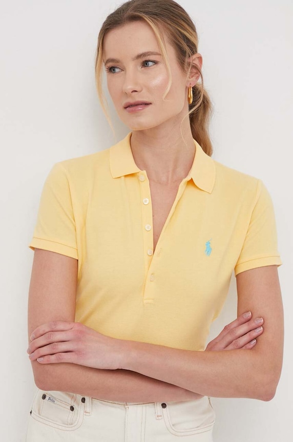 Polo Ralph Lauren polo z elastanem żółty 211870245