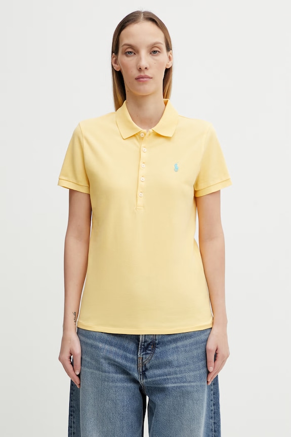 Polo Ralph Lauren tricou cu elastan galben 211870245